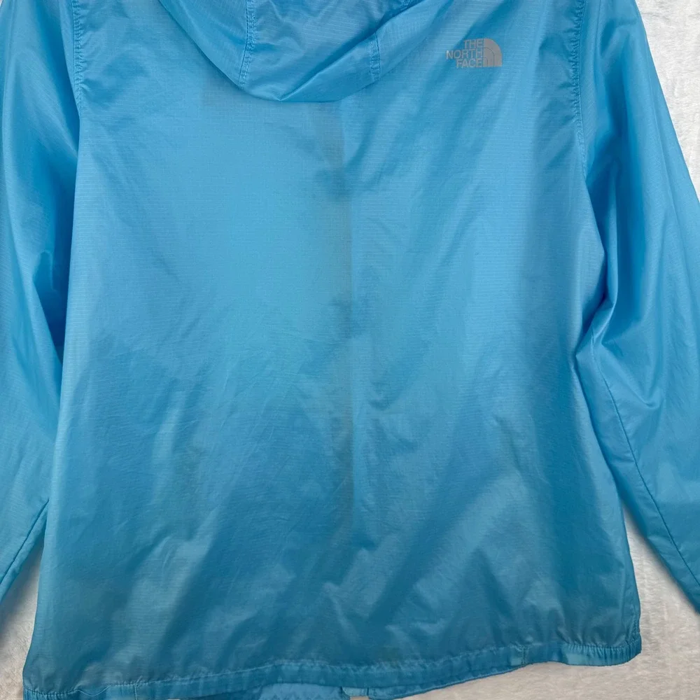 The North Face Womens Blue Ripstop Hooded Windbreaker Jacket‎ Full Zip Large